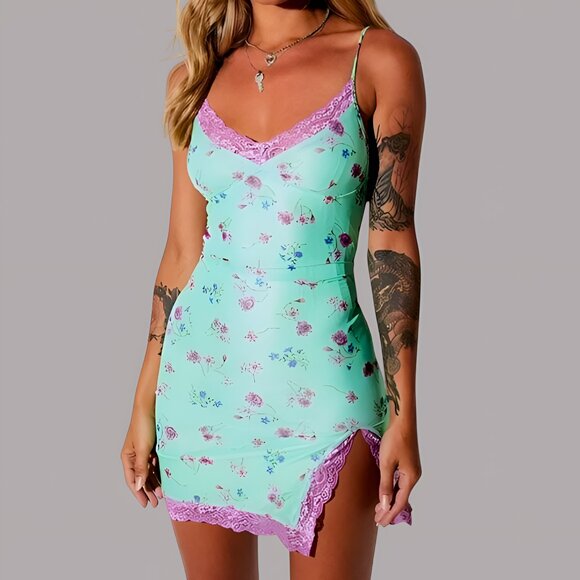 Urban Outfitters Dresses & Skirts - Motel Rocks Coti Bodycon Mini Dress Mesh Bloom Lime Size Small